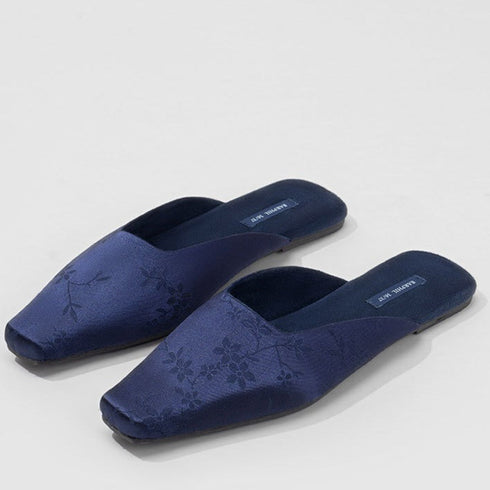 Pointed Bloom Embroidered House Mules