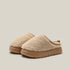 Fuzzy Teddy Fleece Platform Slippers