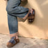 Fuzzy Plaid Buckle Clogs
