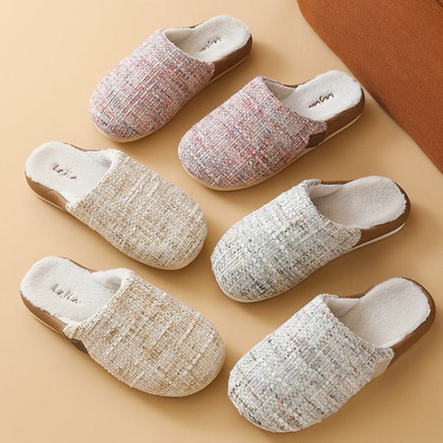 Bouclé Tweed Plush-Lined Slippers