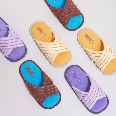 Cozy Terry Texture Cross Slides