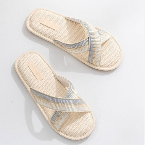 Breezy Woven Cross Strap Slides