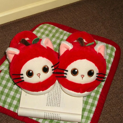 Fruit Kitty Plush House Slippers