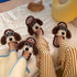 Puppy Glasses Checkered Plush Slippers