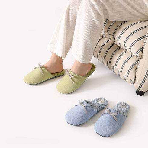 Snug Bow Knot Heart Slippers
