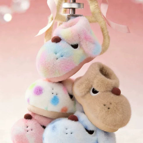 Spotted Puppy Plush Bootie Slippers