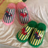Striped Horse Patch Plush Slippers