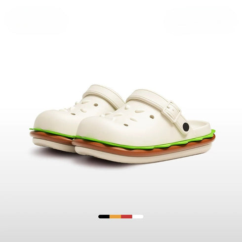 Novelty Burger Shaped Platform Clogs