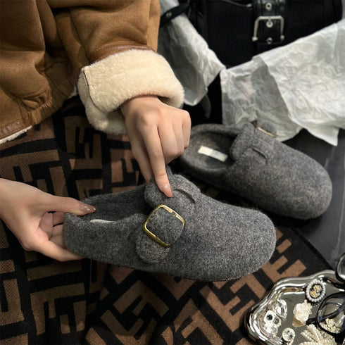 Felt Buckle Slip-On Clogs