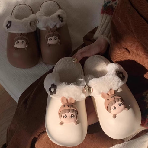 Playful Cartoon Shell Winter Clogs