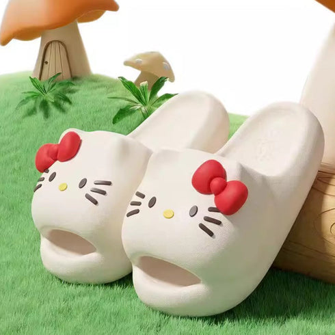 Whiskered Kitty Bow Foam Slides