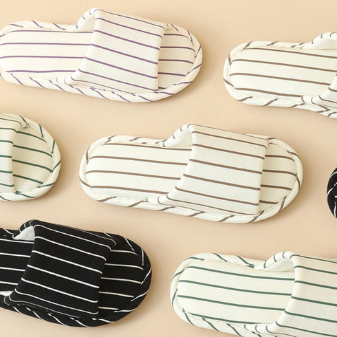 Breezy Pinstripe Linen Home Slides