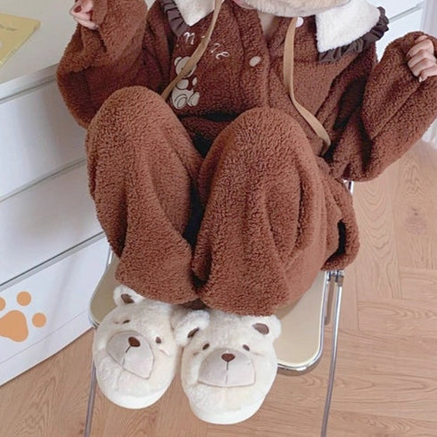 Bear Ears Plush House Slippers
