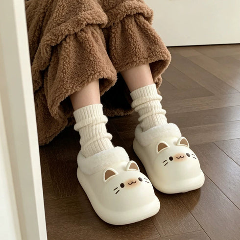 Cat Ear Waterproof Plush Slippers