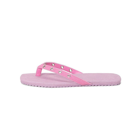 Grommet Detail Canvas Beach Flip Flops