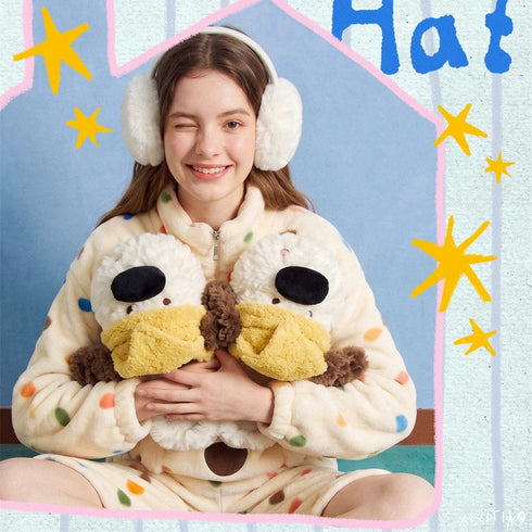 Sleepy Puppy Hat Plush Slippers