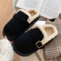 Cozy Buckle Strap Furry Clogs