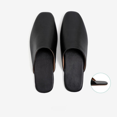 Lazy Elegance Leather Flat Mules
