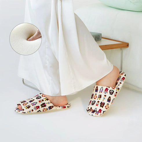 Cartoon Animal Print House Slides