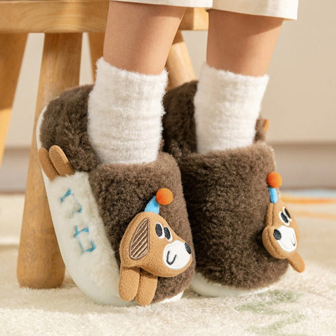 Fuzzy Puppy Party Hat Slippers