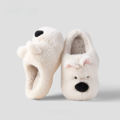 Fuzzy Puppy Face Plush Slippers