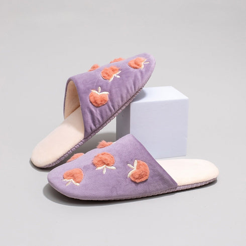 Tufted Fruit Decor Plush Slippers