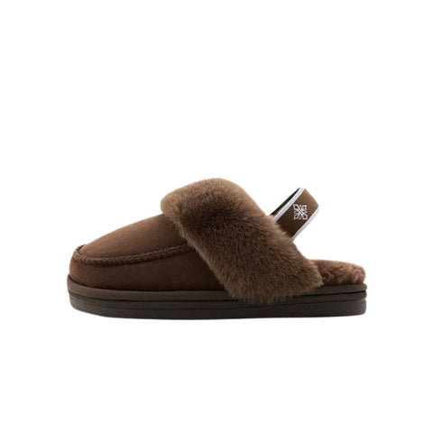 Plush Suede Slingback Platform Slippers