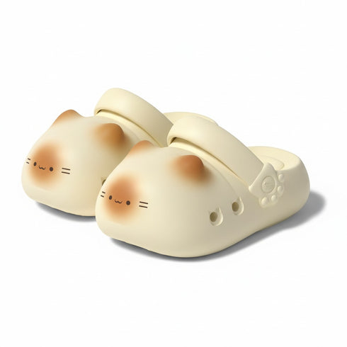 Chubby Cartoon Kitty Platform Clogs