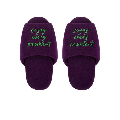 Embroidered Lettering Open Toe Slides