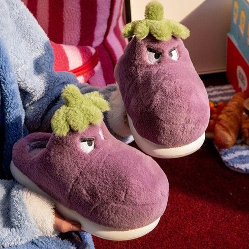 Fierce Eggplant Slippers