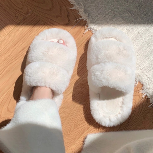 Double Puff Two-Strap Slippers