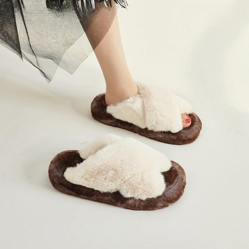 Crisscross Cloud Plush Platform Slippers