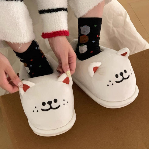 Fuzzy Puppy Face Warm Slippers