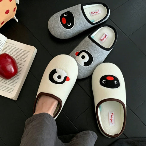 Mismatched Penguin Face House Slippers