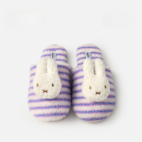 Striped Bunny Face Fleece Slippers