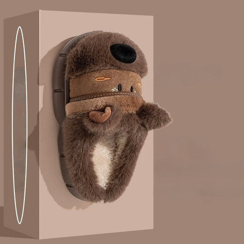 Fuzzy 3D Puppy Winter Slippers