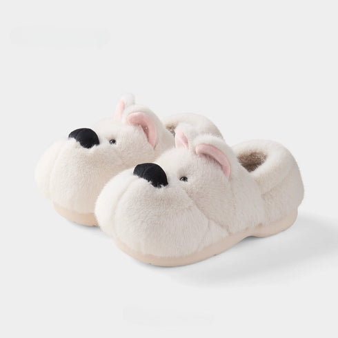 Fuzzy Puppy Face Plush Slippers