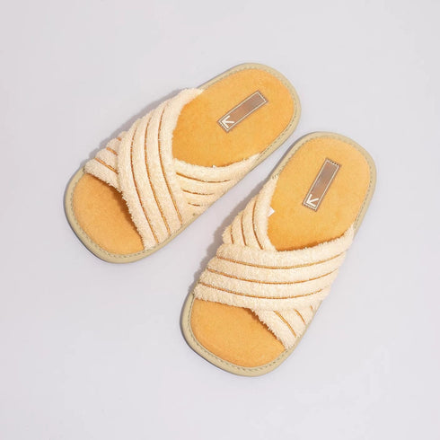 Cozy Terry Texture Cross Slides