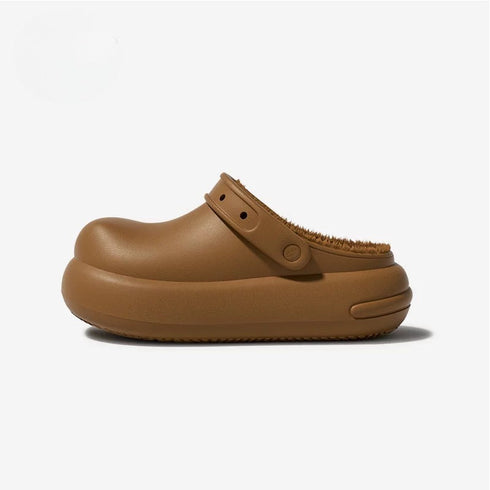 Puffy Bread Platform Fleece Clogs