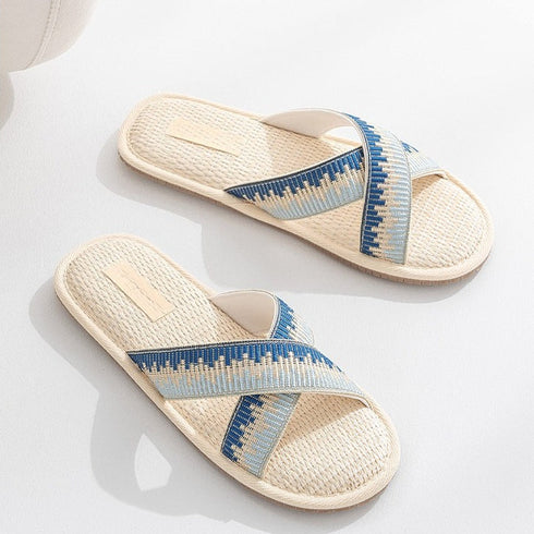 Breezy Woven Cross Strap Slides
