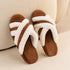 Fuzzy Crisscross Band Warm Slippers