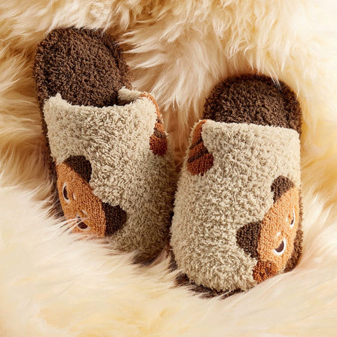 Playful Peeking Critter Plush Slippers
