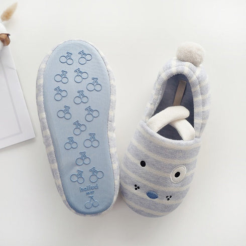 Striped Puppy Ears Cozy Slippers