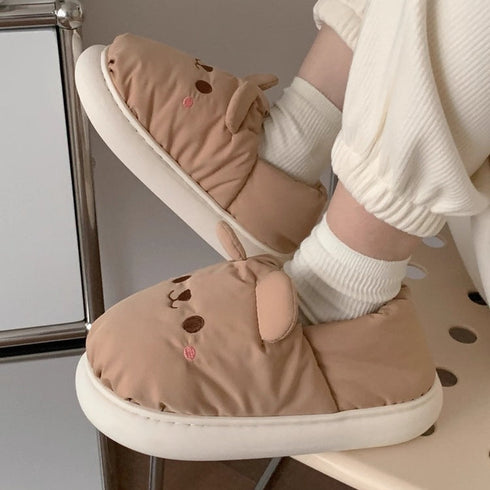 Bear Eared Puffer Home Slippers