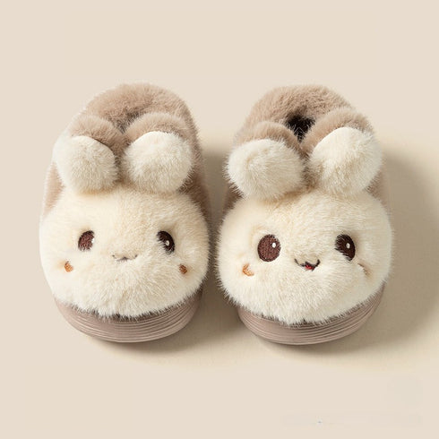 Plush Bunny Bow Kids Slippers