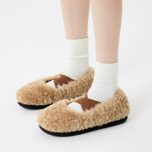 Crisscross Fleece Ballet Slippers