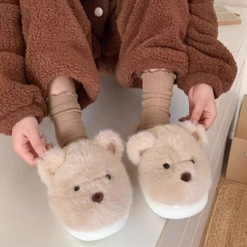 Teddy Ears Plush Home Slippers
