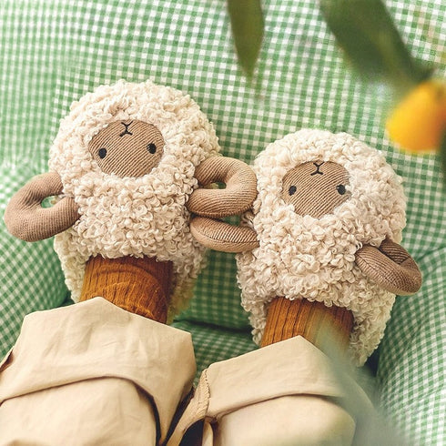 Fuzzy Little Lamb Kids Slippers
