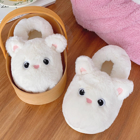Whimsical Kitty Faux Fur Slippers