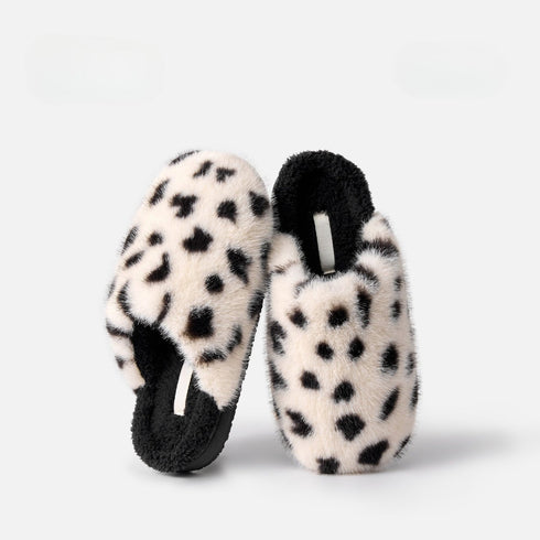 Fuzzy Spotted Indoor House Slippers